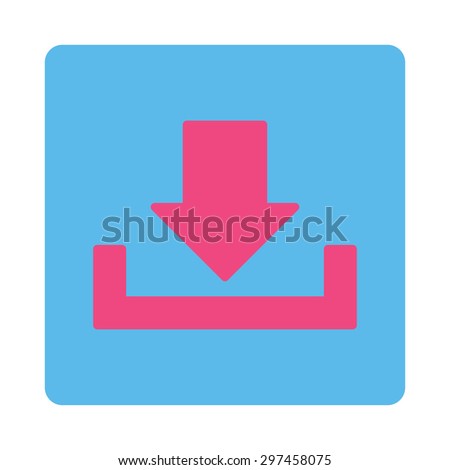 Download icon from Primitive Buttons OverColor Set. This rounded square flat button is drawn with pink and blue colors on a white background.