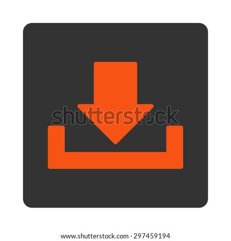 Download icon from Primitive Buttons OverColor Set. This rounded square flat button is drawn with orange and gray colors on a white background.