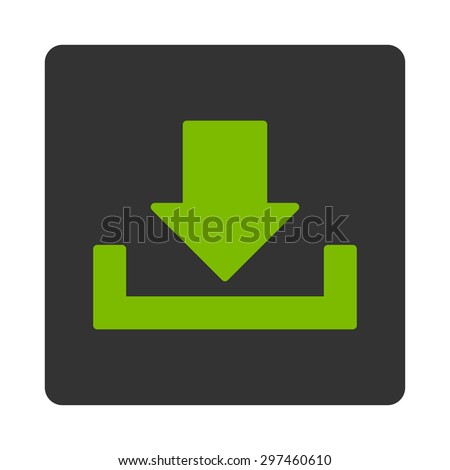 Download icon from Primitive Buttons OverColor Set. This rounded square flat button is drawn with eco green and gray colors on a white background.