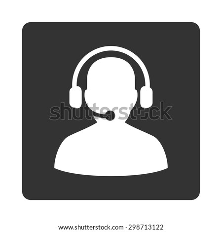 Telemarketing icon from Commerce Buttons OverColor Set. Vector style is white and gray colors, flat square rounded button, white background.