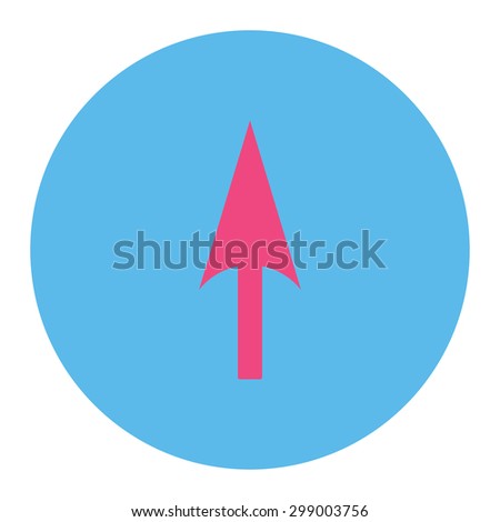 Arrow Axis Y icon from Primitive Round Buttons OverColor Set. This round flat button is drawn with pink and blue colors on a white background.