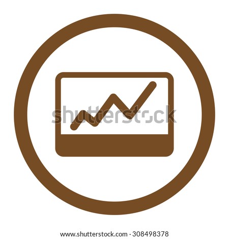 Stock Market glyph icon. This flat rounded symbol uses brown color and isolated on a white background.