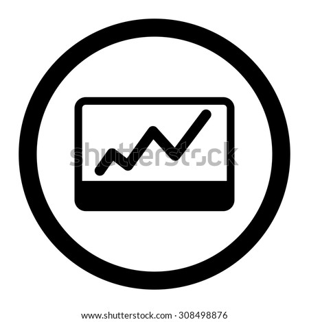 Stock Market glyph icon. This flat rounded symbol uses black color and isolated on a white background.