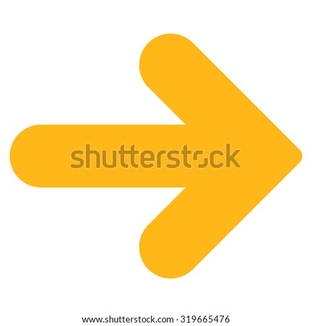 Arrow Right icon from Primitive Set. This isolated flat symbol is drawn with yellow color on a white background, angles are rounded.