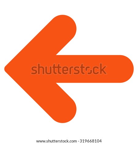 Arrow Left icon from Primitive Set. This isolated flat symbol is drawn with orange color on a white background, angles are rounded.