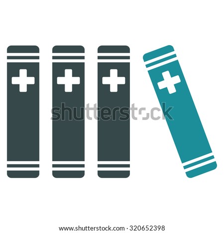 Medical Books vector icon. Style is bicolor flat symbol, soft blue colors, rounded angles, white background.