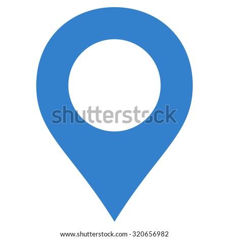 Map Marker icon from Primitive Set. This isolated flat symbol is drawn with cobalt color on a white background, angles are rounded.