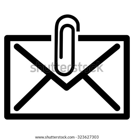 Mail Attachement vector icon. Style is flat symbol, black color, rounded angles, white background.