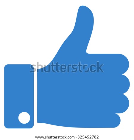Thumb Up vector icon. Style is flat symbol, cobalt color, rounded angles, white background.