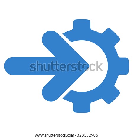 Integration vector icon. Style is flat symbol, cobalt color, rounded angles, white background.