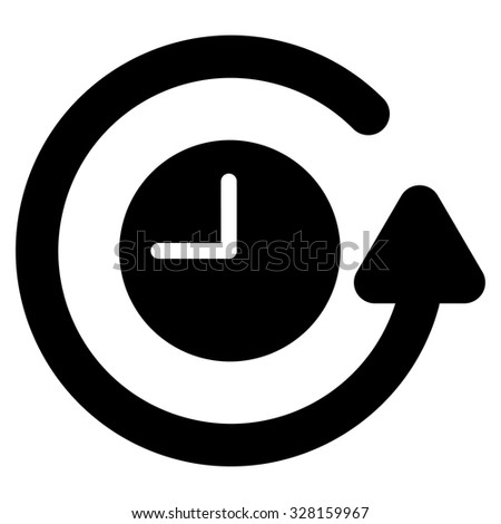 Restore Clock vector icon. Style is flat symbol, black color, rounded angles, white background.