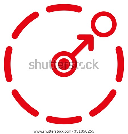 Circular Area Border vector icon. Style is flat symbol, red color, rounded angles, white background.