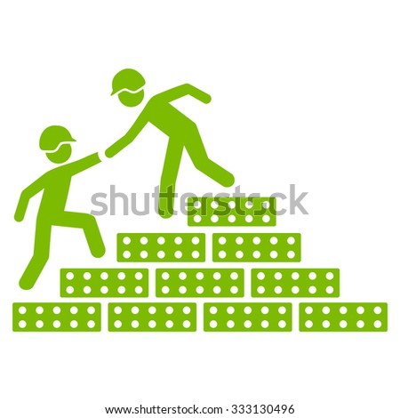 Builder Stairs Help vector icon. Style is flat symbol, eco green color, rounded angles, white background.