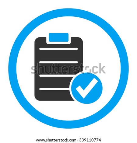 Apply Form vector icon. Style is bicolor flat rounded symbol, blue and gray colors, rounded angles, white background.