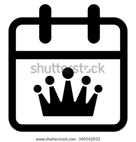 King Date vector icon. Style is flat symbol, black color, rounded angles, white background.
