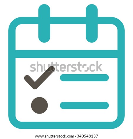 Day Tasklist vector icon. Style is bicolor flat symbol, grey and cyan colors, rounded angles, white background.