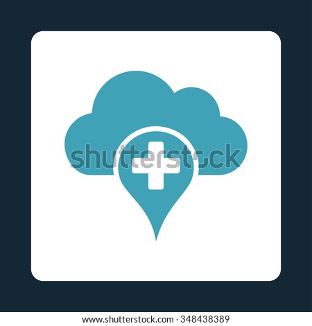 Medical Cloud vector icon. Style is flat rounded square button, blue and white colors, dark blue background.