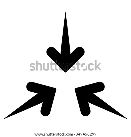 Impact Arrows vector icon. Style is flat symbol, black color, rounded angles, white background.