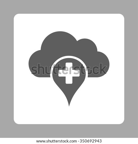 Medical Cloud vector icon. Style is flat rounded square button, dark gray and white colors, silver background.