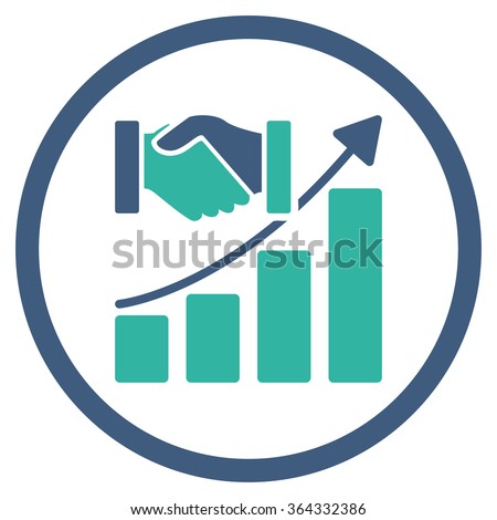 Acquisition Growth vector icon. Style is bicolor flat circled symbol, cobalt and cyan colors, rounded angles, white background.