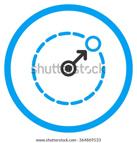Round Area Radius vector icon. Style is bicolor flat circled symbol, blue and gray colors, rounded angles, white background.