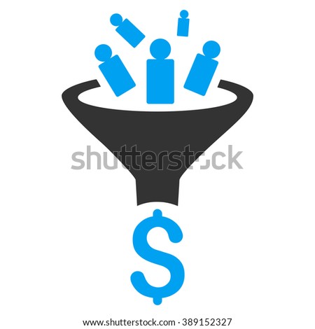 Sales Funnel vector icon. Style is bicolor flat symbol, blue and gray colors, white background.