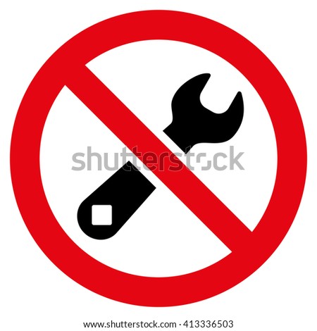 Forbidden Repair vector icon. Style is bicolor flat icon symbol, intensive red and black colors, white background.