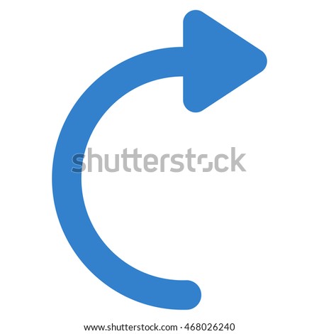 Rotate Cw vector icon. Style is linear flat icon symbol, cobalt color, white background.