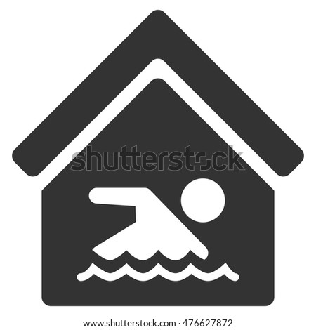 Indoor Water Pool icon. Vector style is flat iconic symbol, gray color, white background.