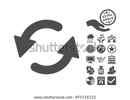 Refresh CCW icon with bonus images. Vector illustration style is flat iconic symbols, gray color, white background.