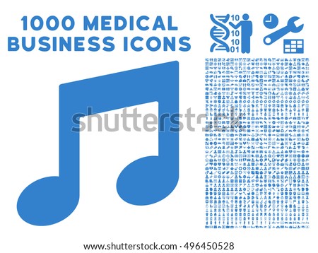 Music Notes icon with 1000 medical commerce cobalt vector pictograms. Clipart style is flat symbols, white background.