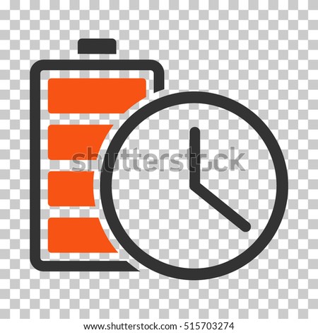 Battery Time EPS vector pictograph. Illustration style is flat iconic bicolor orange and gray symbol.