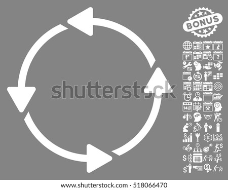 Rotation CCW pictograph with bonus calendar and time service images. Vector illustration style is flat iconic symbols, white color, gray background.