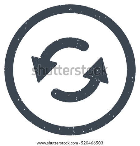 Refresh CCW rubber seal stamp watermark. Icon vector symbol with grunge design and dust texture. Scratched smooth blue ink emblem on a white background.