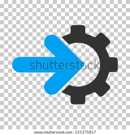 Gear Integration icon. Vector pictograph style is a flat bicolor symbol, blue and gray colors, chess transparent background. Designed for software and web interface toolbars and menus.