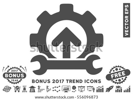 Gray Gear Integration Tools pictograph with bonus 2017 year trend pictograph collection. Vector illustration style is flat iconic symbols, white background.