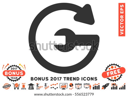 Orange And Gray Repeat Service pictogram with bonus 2017 trend symbols. Vector illustration style is flat iconic bicolor symbols, white background.