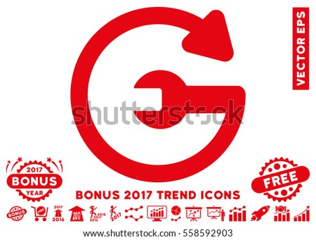 Red Repeat Service icon with bonus 2017 year trend design elements. Vector illustration style is flat iconic symbols, white background.