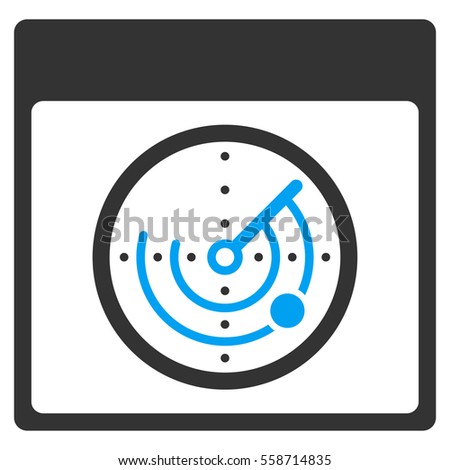 Radar Calendar Page vector toolbar icon. Style is bicolor flat icon symbol, blue and gray colors, white background.