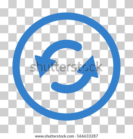 Refresh CCW rounded icon. Vector illustration style is flat iconic symbol inside a circle, cobalt color, transparent background. Designed for web and software interfaces.