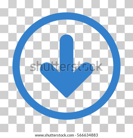 Arrow Down rounded icon. Vector illustration style is flat iconic symbol inside a circle, cobalt color, transparent background. Designed for web and software interfaces.