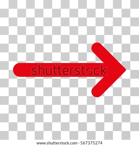 Arrow Right vector pictogram. Illustration style is flat iconic red symbol on a transparent background.