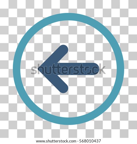 Arrow Left rounded icon. Vector illustration style is flat iconic bicolor symbol inside a circle, cyan and blue colors, transparent background. Designed for web and software interfaces.