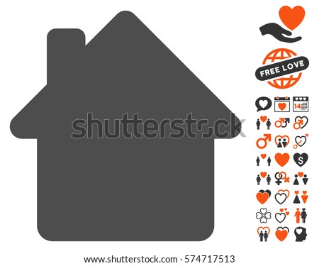 House icon with bonus love images. Vector illustration style is flat iconic symbols for web design, app user interfaces.