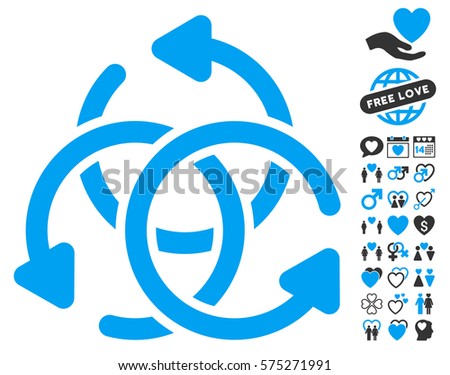 Knot Rotation icon with bonus decorative icon set. Vector illustration style is flat rounded iconic blue and gray symbols on white background.
