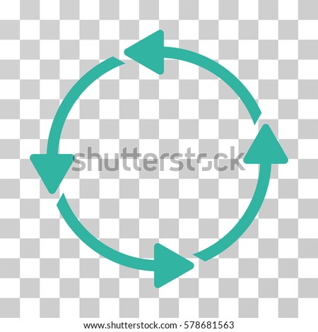 Rotation CCW icon. Vector illustration style is flat iconic symbol, cyan color, transparent background. Designed for web and software interfaces.