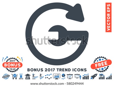 Smooth Blue Repeat Service icon with bonus 2017 year trend design elements. Vector illustration style is flat iconic bicolor symbols, white background.