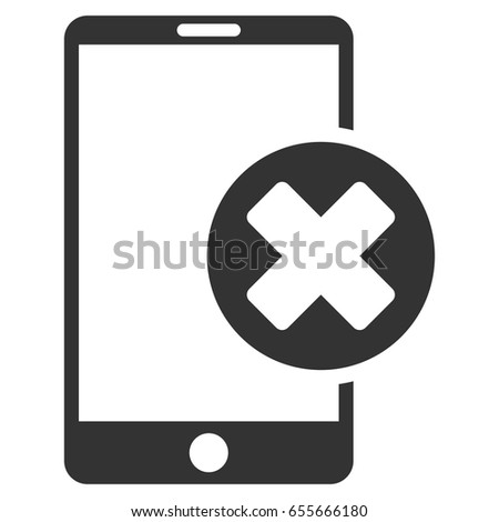 Phone Cancel vector icon. Flat gray symbol. Pictogram is isolated on a white background. Designed for web and software interfaces.