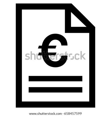 Euro Invoice Page vector icon. Flat black symbol. Pictogram is isolated on a white background. Designed for web and software interfaces.