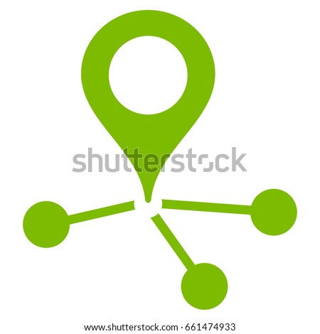 Location Links vector icon. Flat eco green symbol. Pictogram is isolated on a white background. Designed for web and software interfaces.